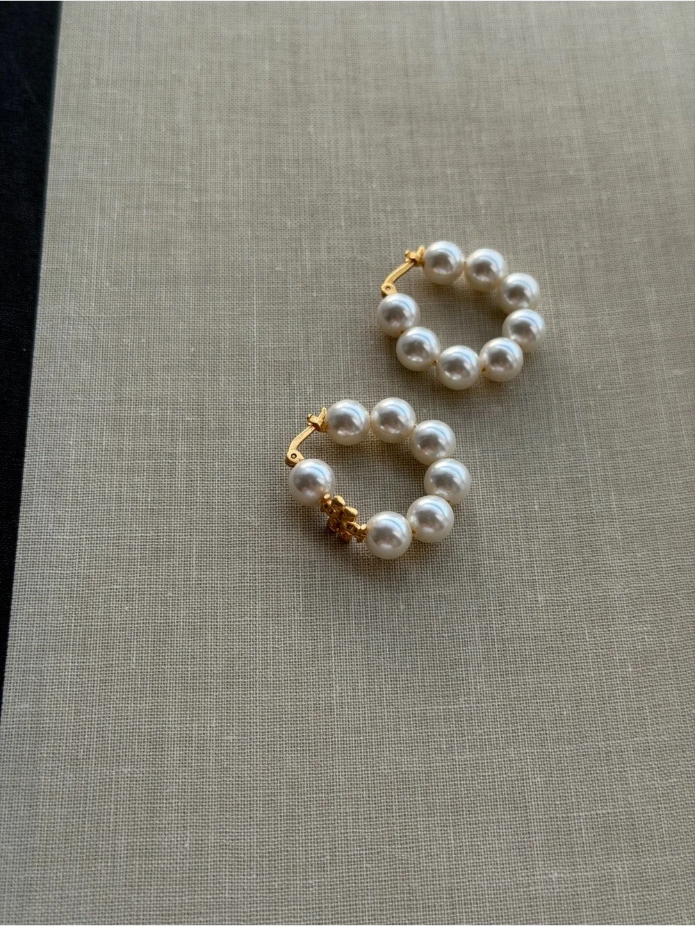 Tory Burch Gold-Tone Hoop Earrings with White Pearls